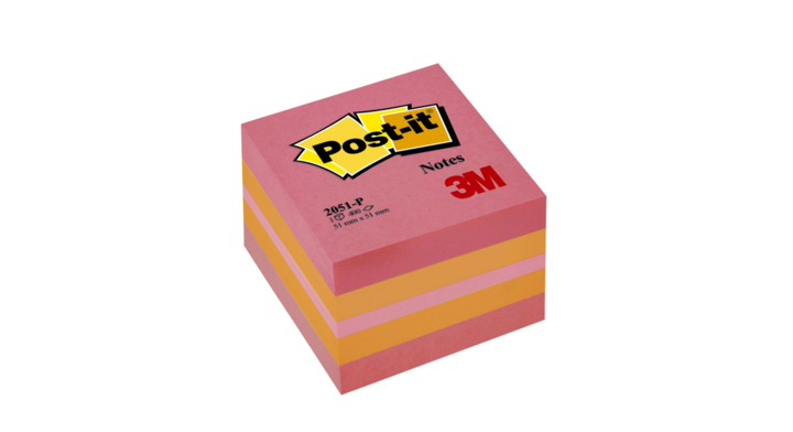 Memoblok 3m post-it minikubus 2051p 51x51mm roze
