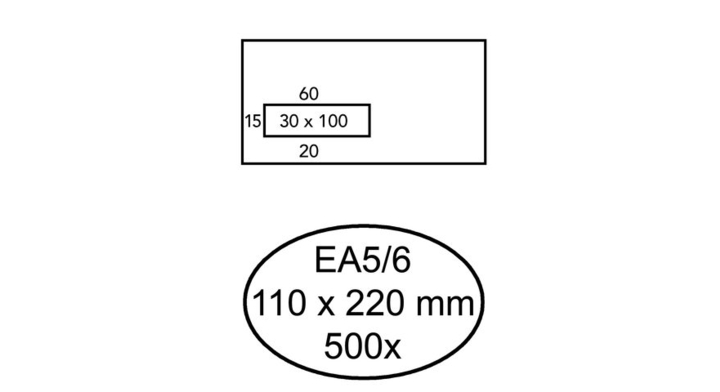 Envelop hermes venster ea5/6 vl 3x10 80gr zk 500st
