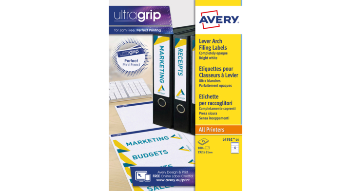 Rugetiket avery l4761-25 192x61mm 100st