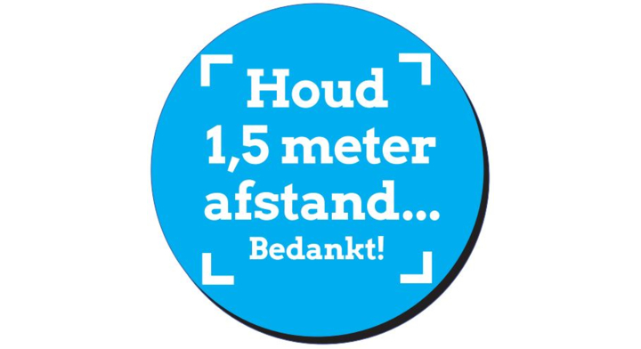 Vloersticker 'houd 1,5 meter afstand', 30 cm, blauw (1 stuk)