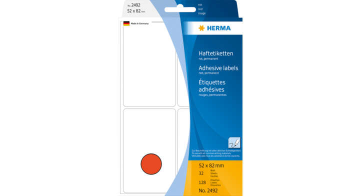 Etiket herma 2492 52x82mm 128st rood