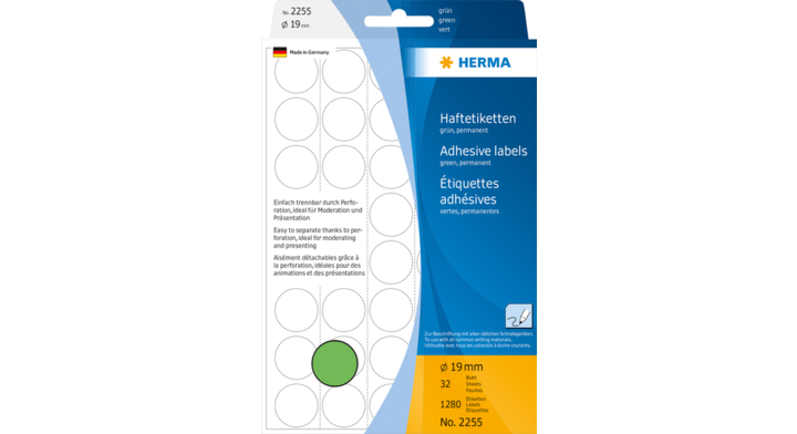 Etiket herma 2255 rond 19mm groen