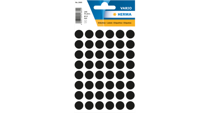 Etiket herma 1869 rond 12mm 240st zwart