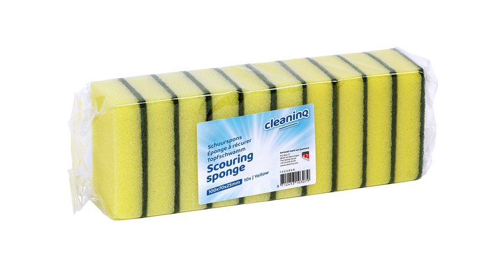 Qleaninq, schuurspons, 100x70mm, geel/groen, 105064 (10 stuks)