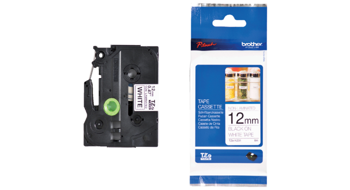 Lettertape brother p-touch tze-n231 12mm wit/zwart