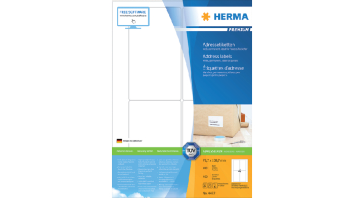 Etiket herma 4472 78.7x139.7mm premium a4 400st(4472)