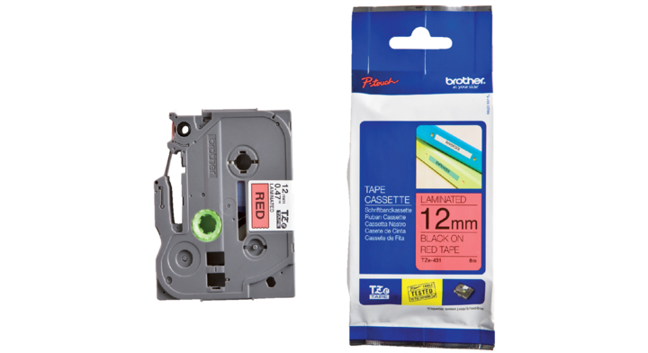 Lettertape brother p-touch tz431 12mm rood/zwart(tz-431)