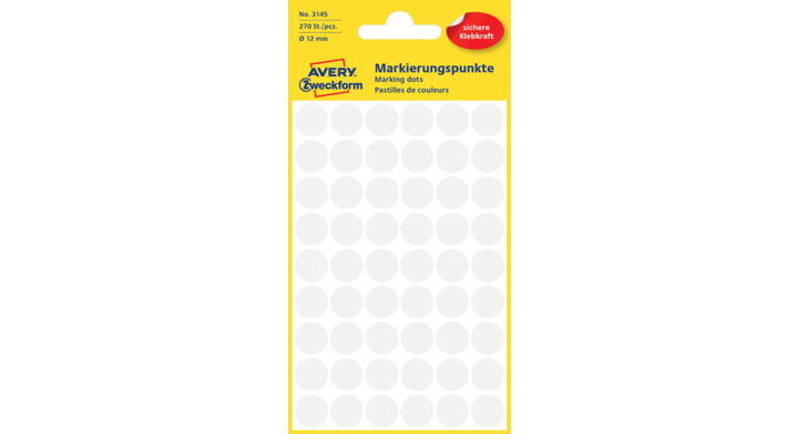 Etiket avery zweck 3145 12mm 270st
