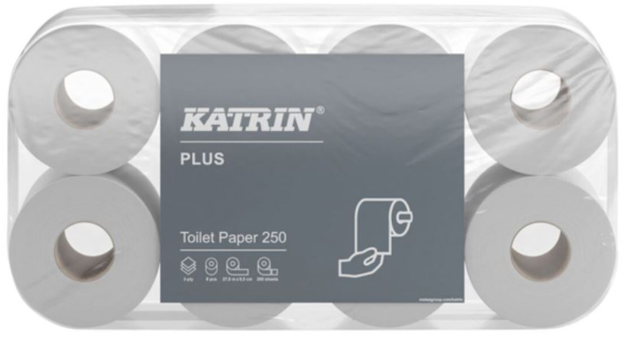 Katrin Plus | Toiletpapier | 250 Vel | 3-Laags | Wit | 11711 (72 stuks)