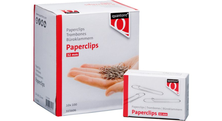 Quantore, paperclip R2, 32mm, kort, 315606 (100 stuks)