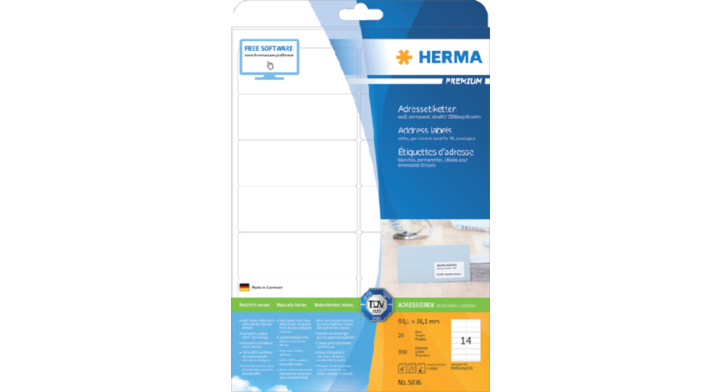 Etiket herma 5076 99.1x38.1mm adres a4 350st(5076)
