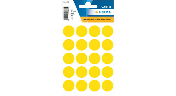 Etiket herma 1871 rond 19mm 100st geel