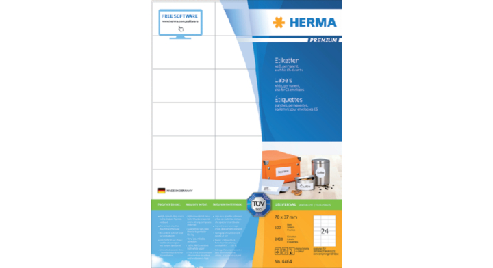 Etiket herma 4464 70x37mm premium wit 2400stuks