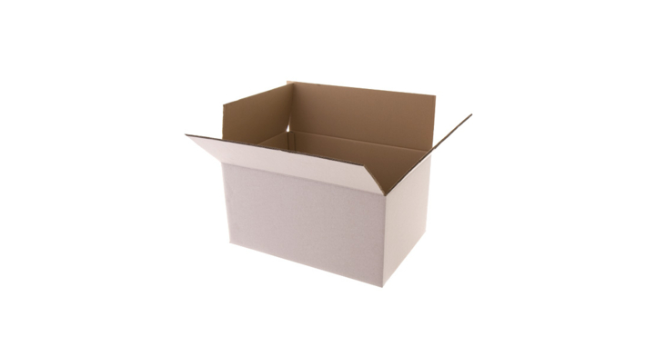 Kartonnen dozen, 230x230x190mm, Wit, BC-golf, met pijl