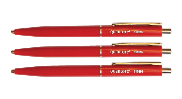 Balpen quantore retractable en metalen clip rood