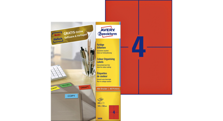 Etiket avery zweck l/i/k 3456 105x148mm 400st rd