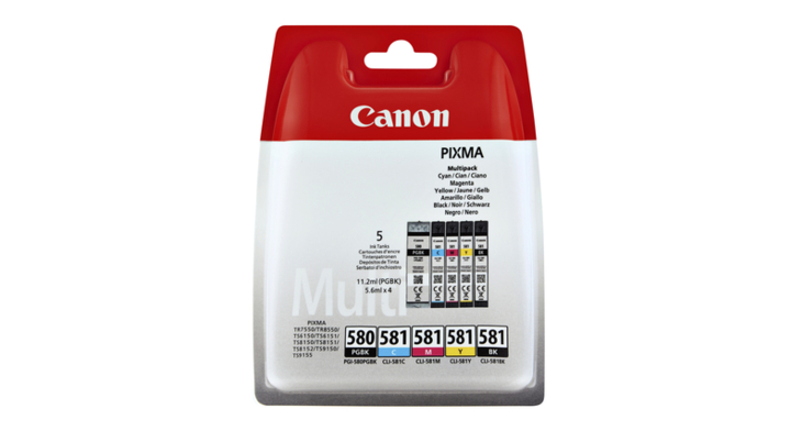 Inkcartridge canon pgi-580 cli-581 2x zwart + 3 kleuren(2078
