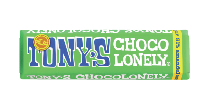 Tony's Chocolonely, chocolade, 47 gram, puur amandel zeezout, nlrpa (1 stuk)