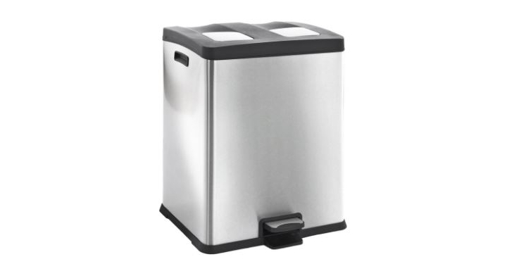 Eko, pedaalemmer met binnenbakken, 2x30 liter, mat RVS, VB 923860
