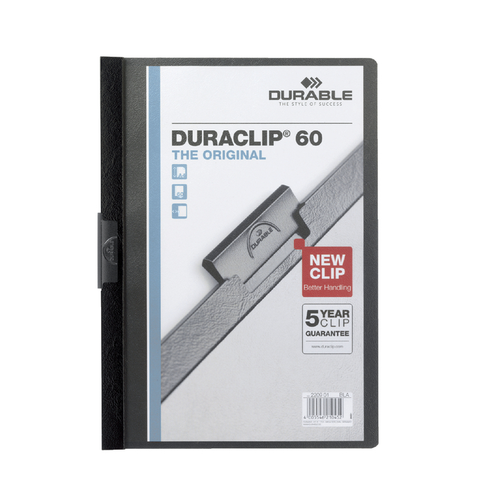 Klemmap durable 2209 a4 pl/tr 6mm zwart - 0