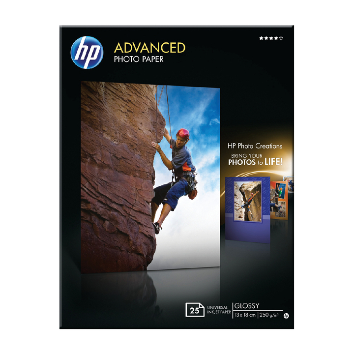 Inkjetpapier hp q8696a 13x18 250gr glans - 0