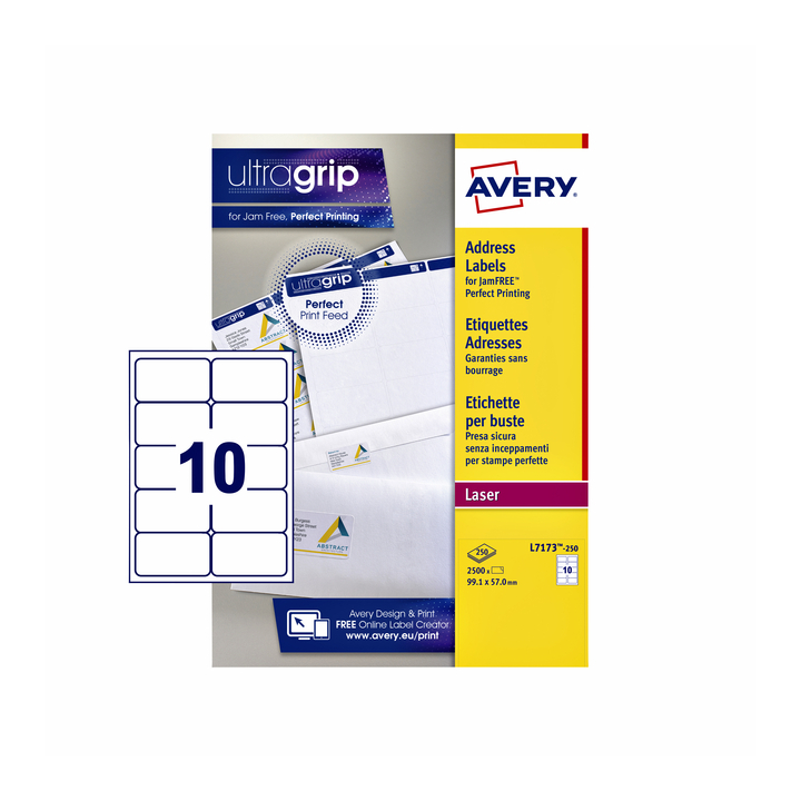 Etiket avery l7173-250 99.1x57mm 2500st - 0