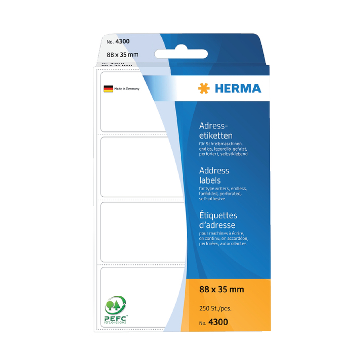Etiket herma adres 4300 88x35mm 250st leporello - 0