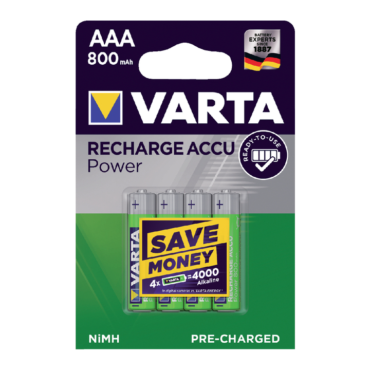 Batterij oplaadbaar varta aaa 800mah r2use(56703101404) - 0