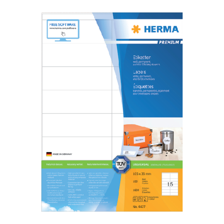 Etiket herma superprint 4427 105x35mm 1600st - 0
