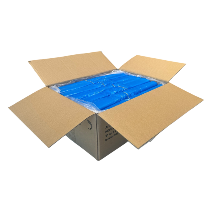 Vuilniszak | HDPE | 58x100cm | 70 Liter | T23 | Blauw (25 rollen x 20 zakken)  - 1
