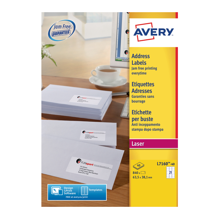Etiket avery l7160-40 63.5x38.1mm 840st - 0