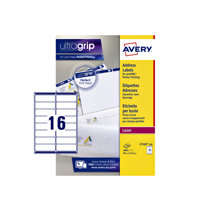 Etiket avery l7162-250 99.1x33.9mm 4000st - 0