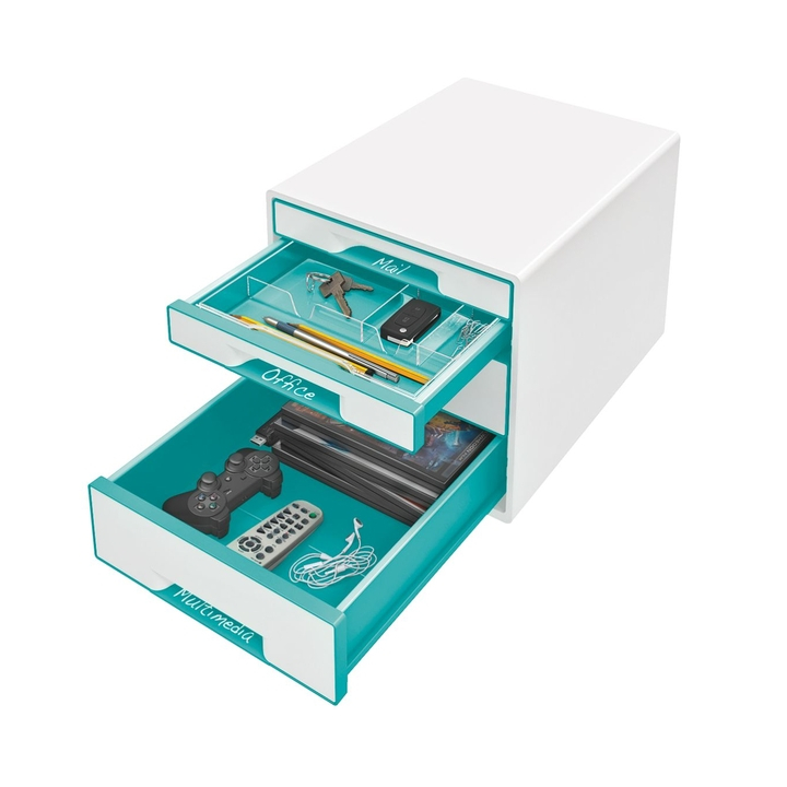 Ladenbox leitz wow 4 laden wit/ijsblauw(52132051) - 1