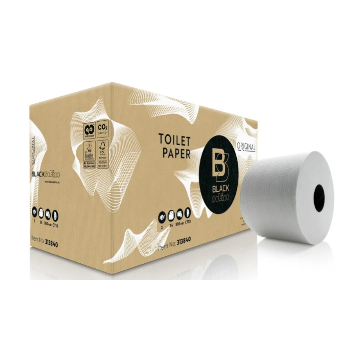 BlackSatino Blend | Systeemrol Toiletpapier | 100 Meter | 2-Laags | ST10 | Wit | 313960 (24 stuks) - 0