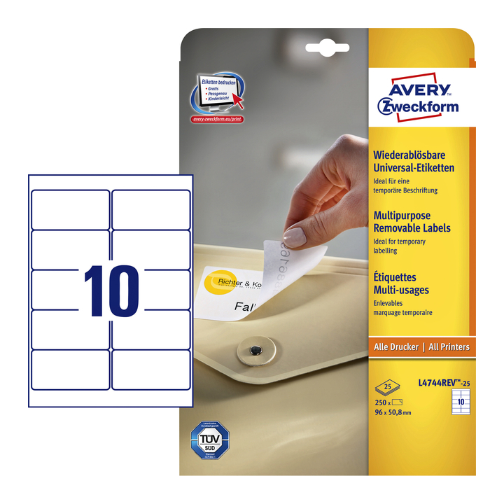 Etiket avery l4744rev-25 96x50.8mm 250st - 0
