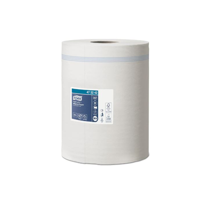 Tork Reflex Advanced | Midi Poetsrol | 300 Meter | 1-Laags | Recycled | M4 | Wit | 473242 (6 stuks) - 1