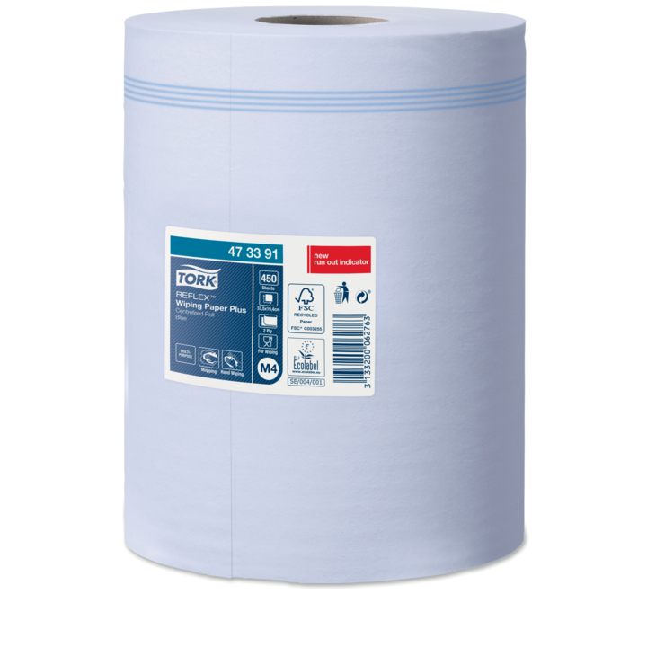 Tork Reflex Advanced | Midi Poetsrol | 151 Meter | 1-Laags | Recycled | M4 | Blauw | 473391 (6 stuks) - 1