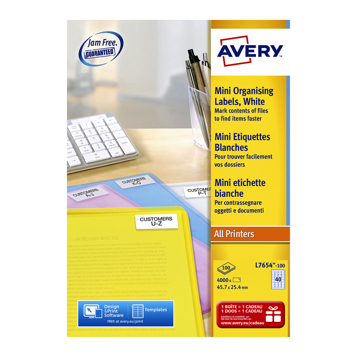 Etiket avery l7654-100 45.7x25.4mm 4000st - 0