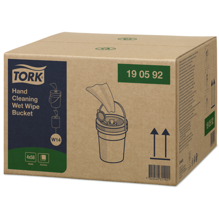 Tork Hand Cleaning, vochtige doek in emmer, 13.5x27cm, 1-laags, W14, 190592 (4x58 stuks)  - 2