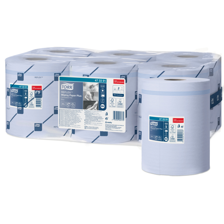 Tork Reflex Advanced | Midi Poetsrol | 151 Meter | 1-Laags | Recycled | M4 | Blauw | 473391 (6 stuks) - 0