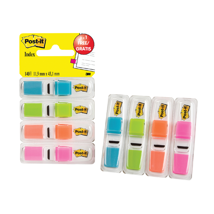 Indextabs 3m post-it smal 6834 lbl/rz/lgn/or(6834abxp) - 0