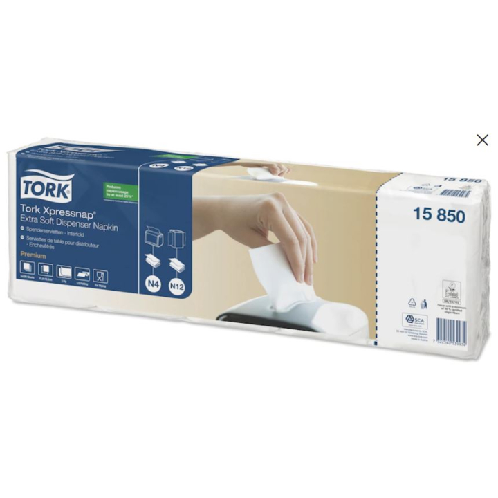 Tork Xpressnap® Premium, servet, 21.3x16.5cm, 1/2 vouw, N4, wit, 15850 (8000 stuks) - 1