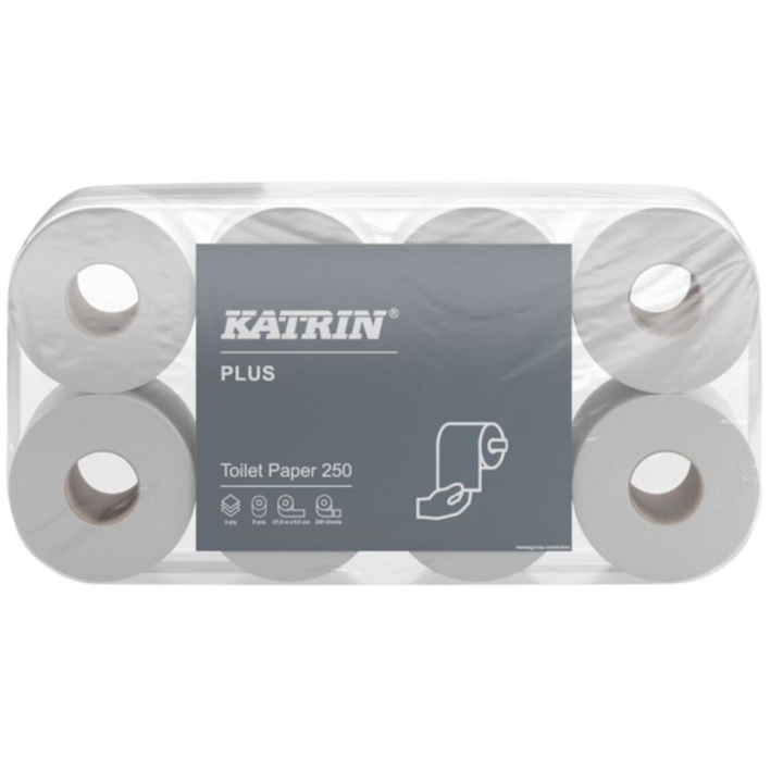 Katrin Plus | Toiletpapier | 250 Vel | 3-Laags | Wit | 11711 (72 stuks) - 0