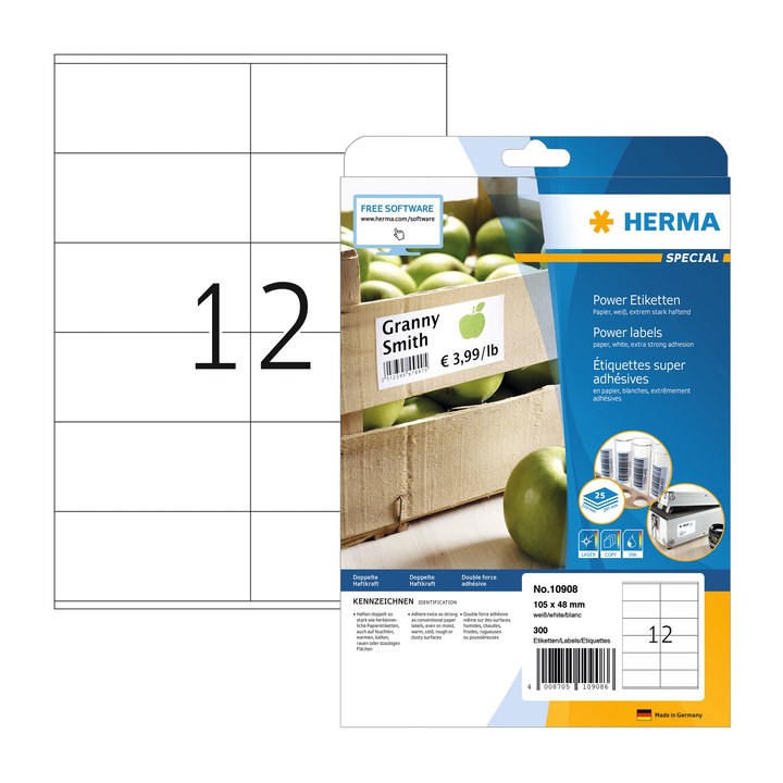 Power-etiketten a4 105x48 mm 25vel(10908) - 0