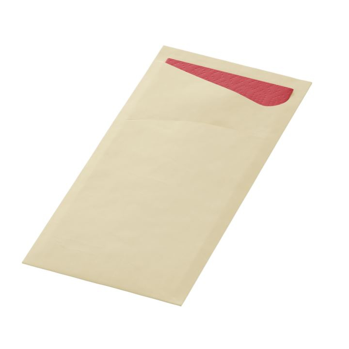 Duni Sacchetto®, bestekzakje, Cream/Bordeaux, 450056 (500 stuks) - 0