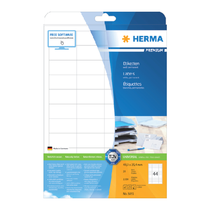 Etiket herma superprint 5051 48.3x25.4mm 1100st - 0
