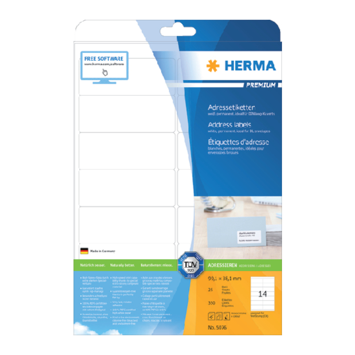 Etiket herma 5076 99.1x38.1mm adres a4 350st(5076) - 0