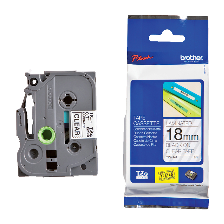 Lettertape brother p-touch tz141 18mm transp/zwart - 0