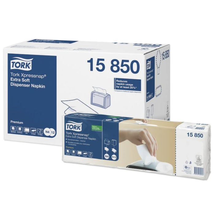 Tork Xpressnap® Premium, servet, 21.3x16.5cm, 1/2 vouw, N4, wit, 15850 (8000 stuks) - 0