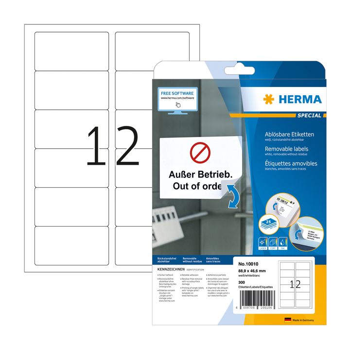 Etiket herma movable 10010 88.9x46.6mm 300st - 0